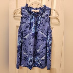 Loft sleeveless blue floral top XS
